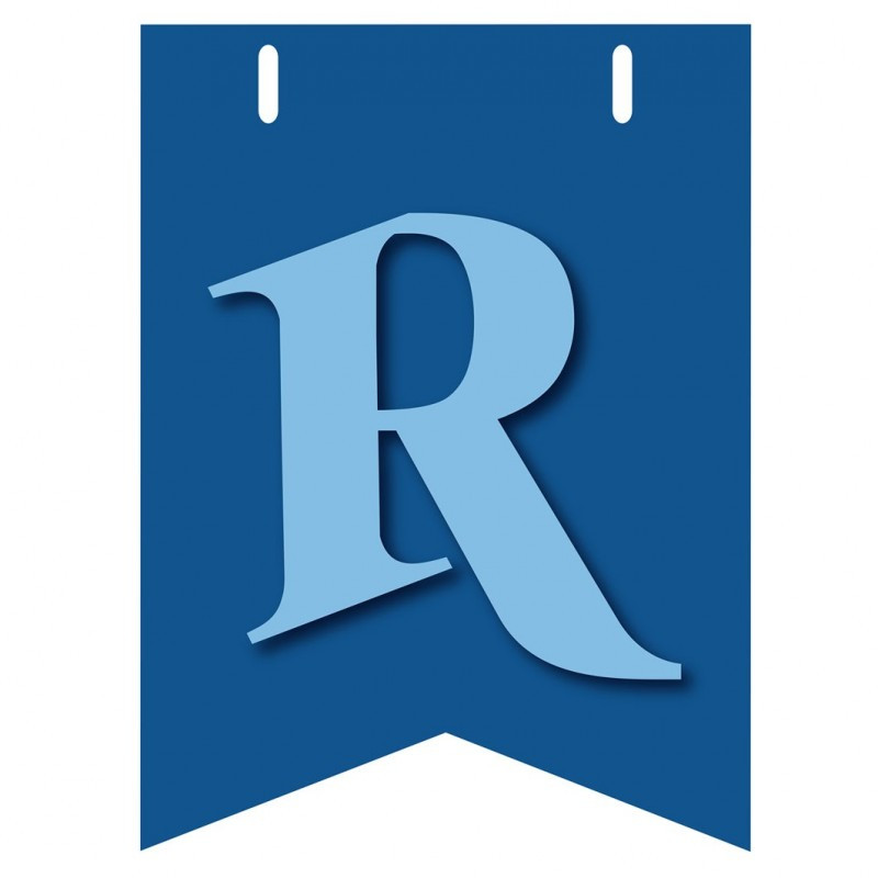 Bandiera LETTERA R in carta CELESTE - per la composizione di Festone personalizzato o composizione di NOME