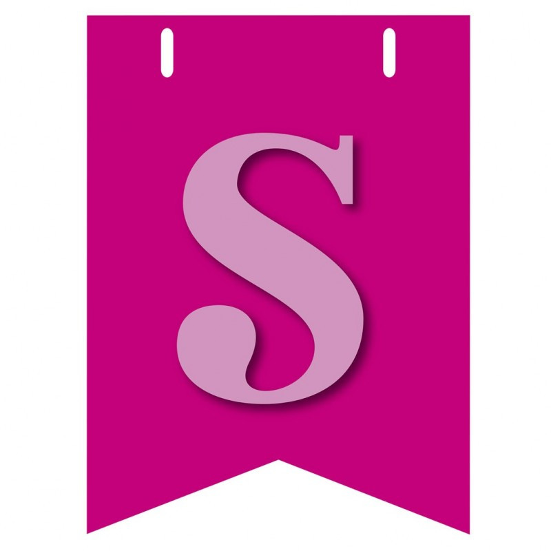 Bandiera LETTERA S in carta ROSA - per la composizione di Festone personalizzato o composizione di NOME