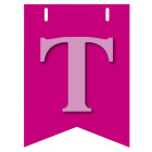 Bandiera LETTERA T in carta ROSA - per la composizione di Festone personalizzato o composizione di NOME