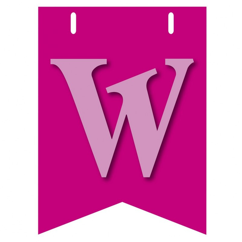 Bandiera LETTERA W in carta ROSA - per la composizione di Festone personalizzato o composizione di NOME