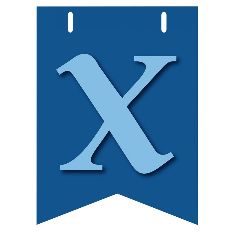 Bandiera LETTERA X in carta CELESTE - per la composizione di Festone personalizzato o composizione di NOME