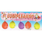 BANNER 1° COMPLEANNO ROSA CON PALLONCINI 1,10MT