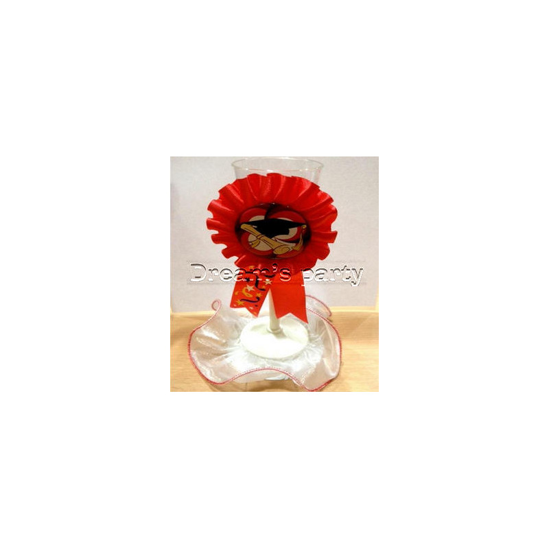 BICCHIERE CON COCCARDA LAUREA H. 19CM