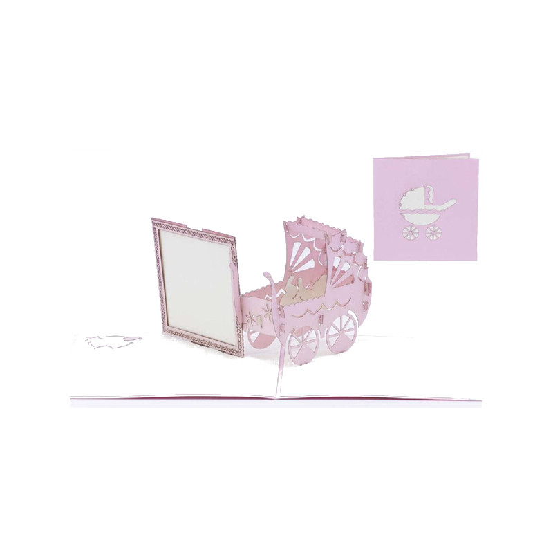 Biglietto augurale ORIGAMO con NASCIA BIMBA - compleanno generico - POP UP - realizzato a mano