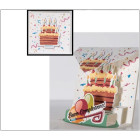Biglietto augurale ORIGAMO Torta Compleanno - auguri Abbracci POP UP