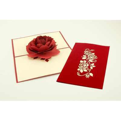 Biglietto d'auguri Origamo Compleanno, Amore 3D - Rosa Rossa