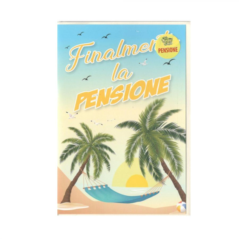 Biglietto di auguri augurale Finalmente la PENSIONE - completo di busta