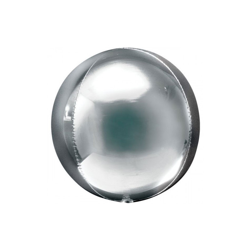 BUBBLES palloncino ORBZ ARGENTO 16"/40cm - pallone sfera - fornito sgonfio