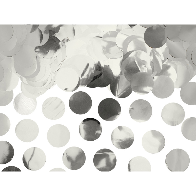 Busta CORIANDOLI in foil ARGENTO - 15gr dischetti metallizzati decorazione tavolo