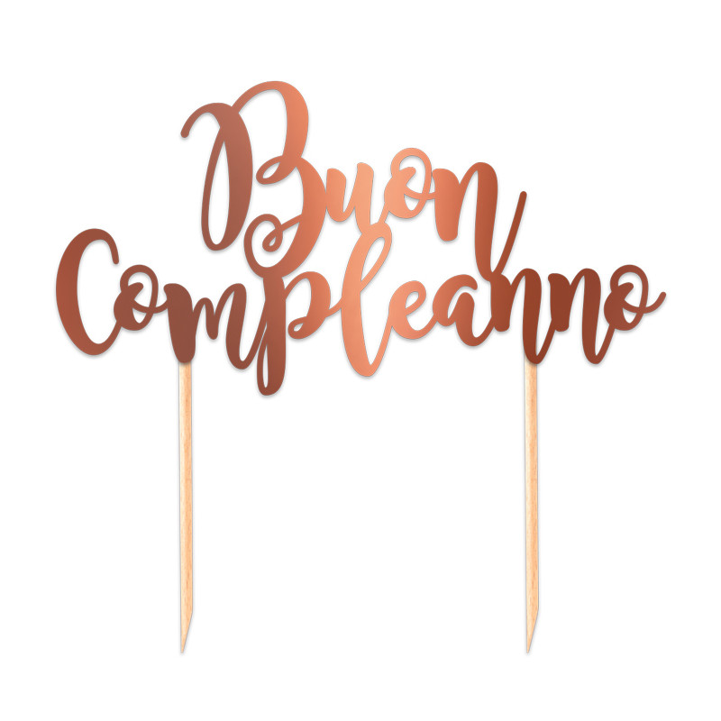 Cake Topper in carta BUON COMPLEANNO ROSA GOLD decorazione torte dolci 20cm