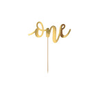 Cake Topper in carta ONE Oro Lucido - 1 Compleanno decorazione torte dolci 19cm