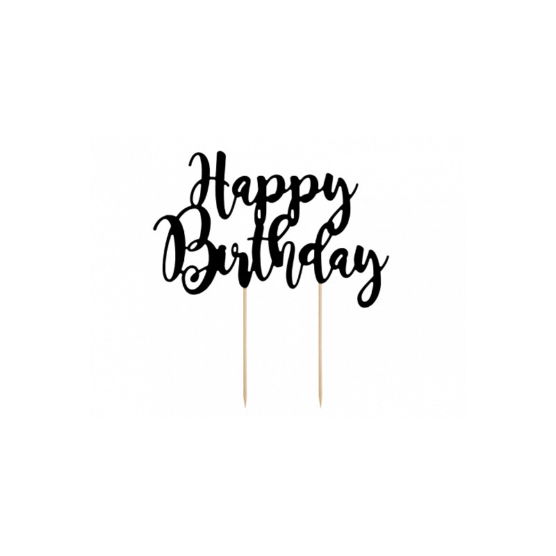 Cake Topper in carta scritta Happy Birthday Nero - decorazione torte dolci