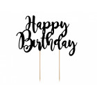 Cake Topper in carta scritta Happy Birthday Nero - decorazione torte dolci