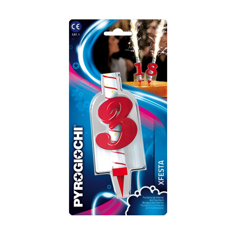 Candela Fiaccola Fontana per Torta numero 3