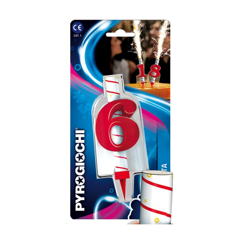 Candela Fiaccola Fontana per Torta numero 6