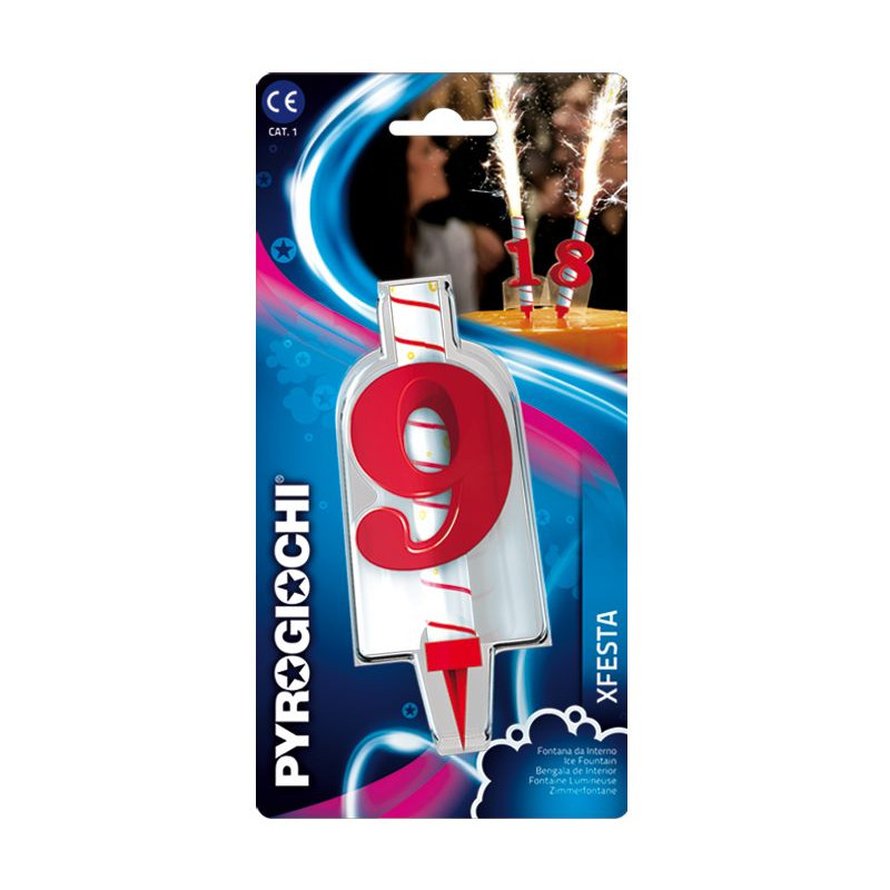 Candela Fiaccola Fontana per Torta numero 9