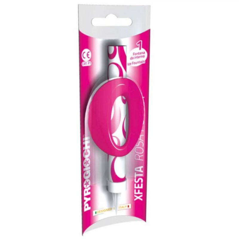 Candela Fiaccola Numero 0 ROSA FUCSIA Fontana Magic Flambè per Torta