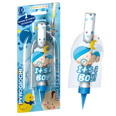 Candela Luminosa Fontana Fiaccola It's a Boy per Nascita Bambino - Magic Flambè