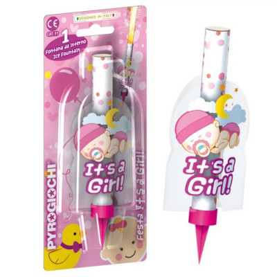 Candela Luminosa Fontana Fiaccola It's a GIRL per Nascita Bambina - Magic Flambè