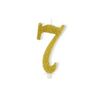 CANDELA MAXI numero 7 ORO GLITTER per torta dolci - candelina in cera numerale