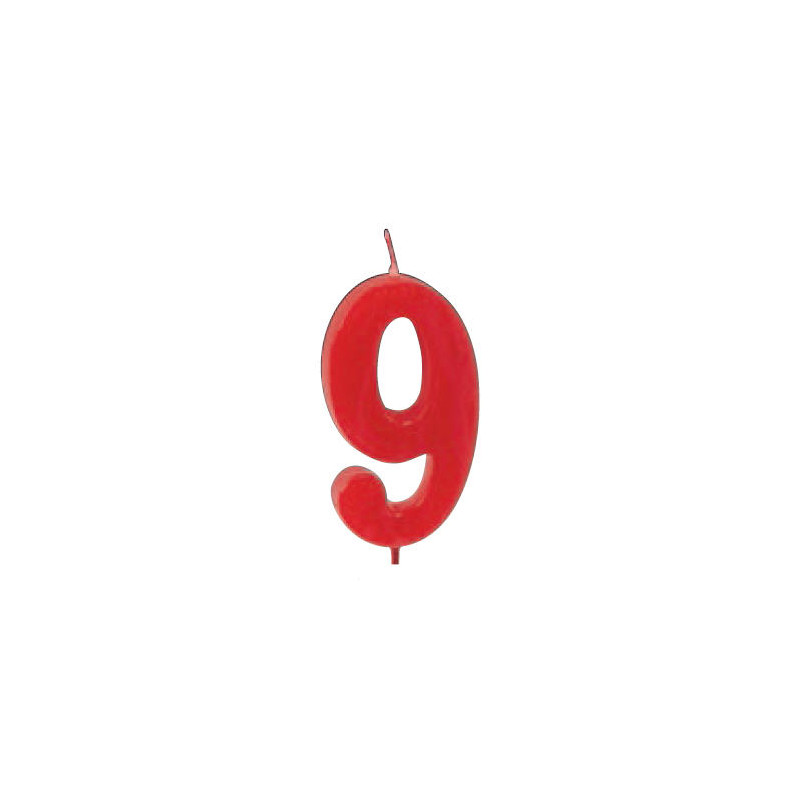 Candela numerale rossa per TORTE e DOLCI (9 nove)