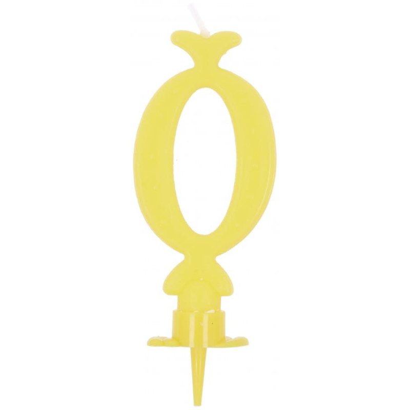 CANDELA numero 0 GIALLO Chiaro per torta - candelina in cera numerale per dolci