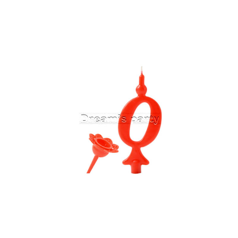 CANDELA NUMERO 0 ROSSO H13 CM