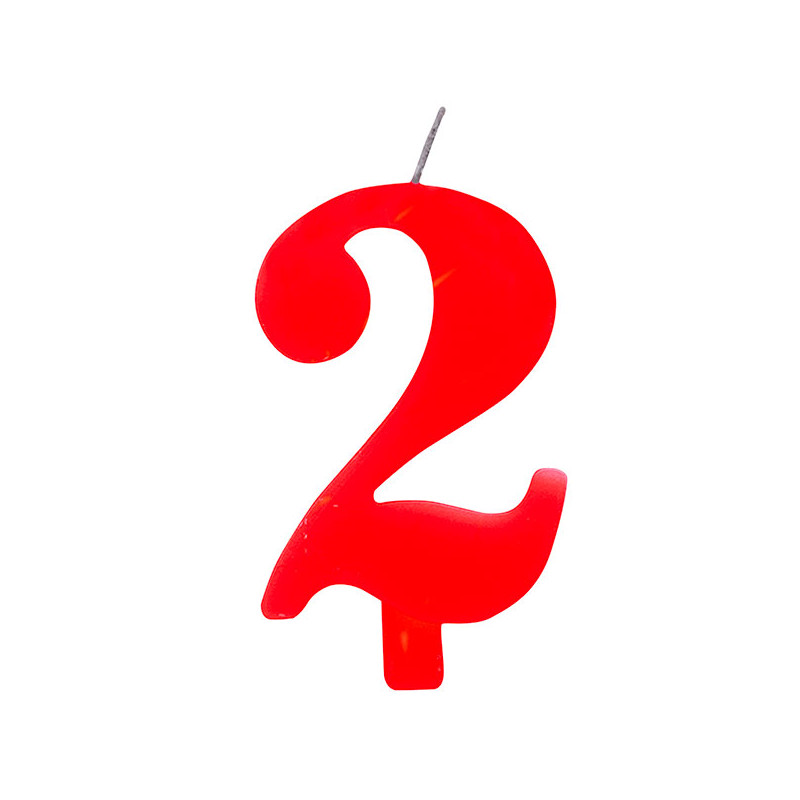 CANDELA numero 2 ROSSO per torta - candelina SCINTILLANTE numerale per dolci