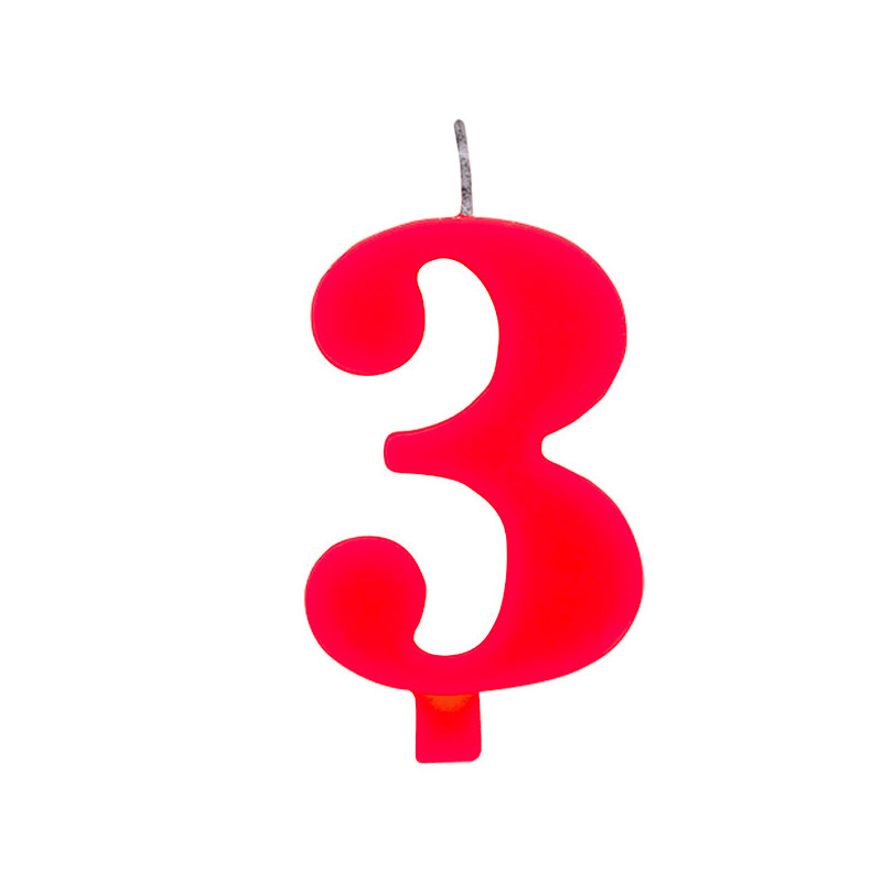 CANDELA numero 3 ROSSO per torta - candelina SCINTILLANTE numerale per dolci