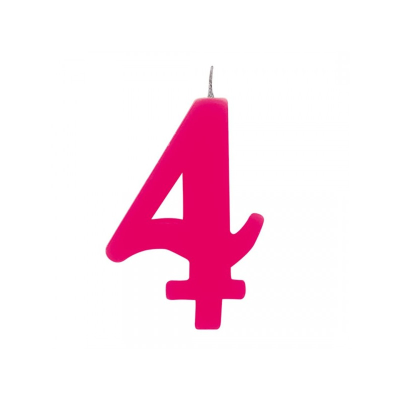 CANDELA numero 4 FUCSIA per torta - candelina SCINTILLANTE numerale per dolci