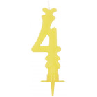 CANDELA numero 4 GIALLO Chiaro per torta - candelina in cera numerale per dolci
