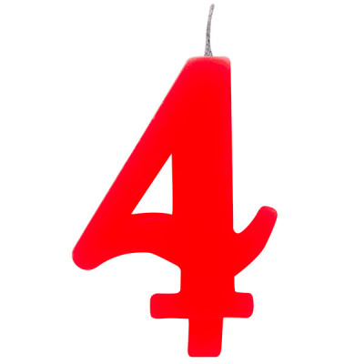 CANDELA numero 4 ROSSO per torta - candelina SCINTILLANTE numerale per dolci