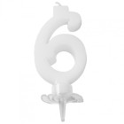 CANDELA numero 6 BIANCA per torta - candelina numerale per torte e dolci