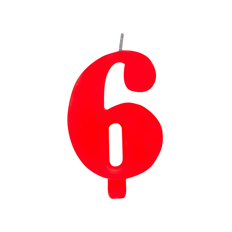 CANDELA numero 6 ROSSO per torta - candelina SCINTILLANTE numerale per dolci
