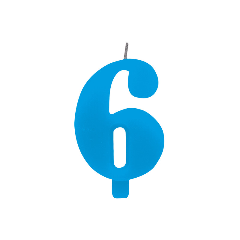 CANDELA numero 6 TURCHESE per torta - candelina SCINTILLANTE numerale per dolci