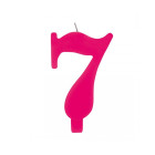 CANDELA numero 7  FUCSIA per torta - candelina SCINTILLANTE numerale per dolci