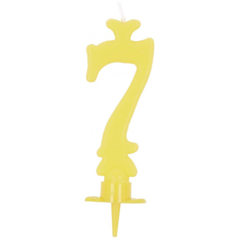 CANDELA numero 7 GIALLO Chiaro per torta - candelina in cera numerale per dolci