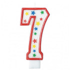Candela numero 7 MAXI con Bordo Rosso GLITTER - Candelina numerale GIGANTE
