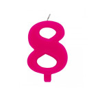 CANDELA numero 8  FUCSIA per torta - candelina SCINTILLANTE numerale per dolci