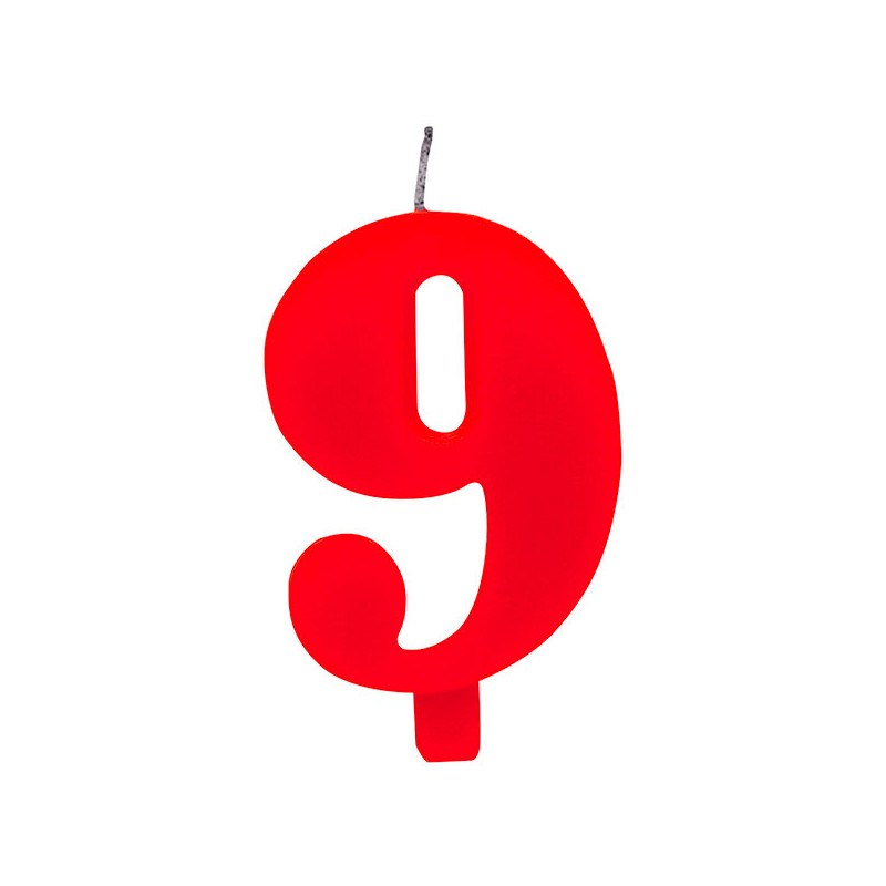 CANDELA numero 9 ROSSO per torta - candelina SCINTILLANTE numerale per dolci