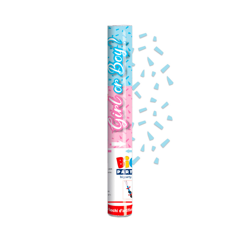 Cannone SPARACORIANDOLI Baby Shower Celeste Boy or Girl Tubo lancia coriandoli