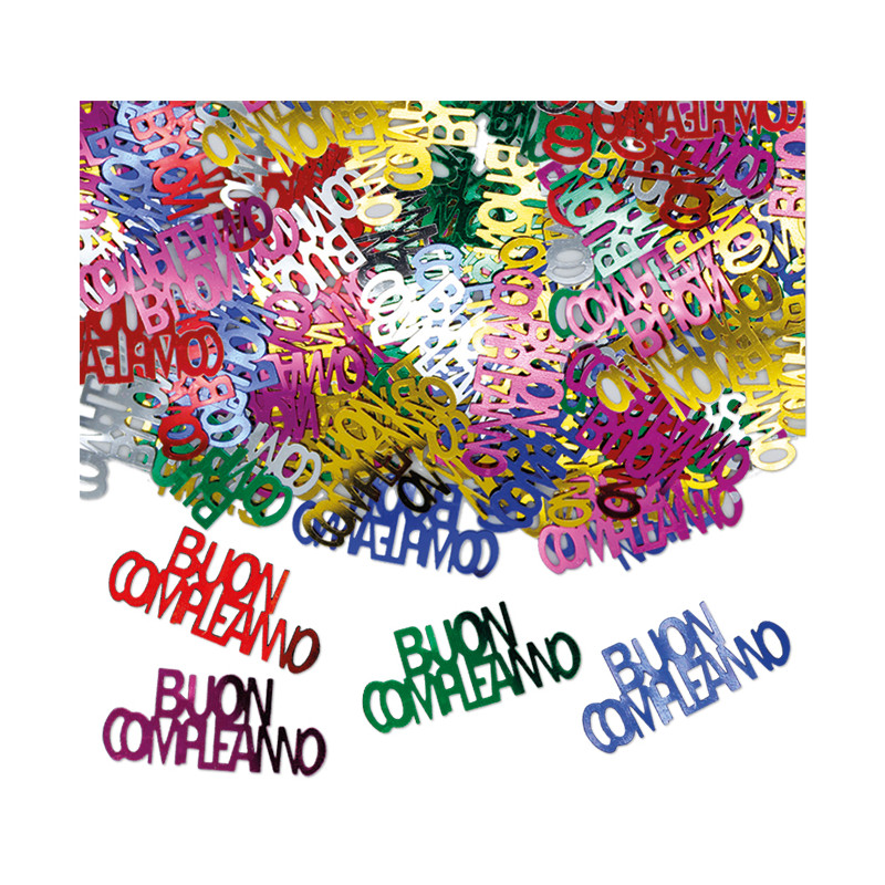 Coriandoli Buon Compleanno - Multicolor - Coriandoli in plastica da tavola -15gr