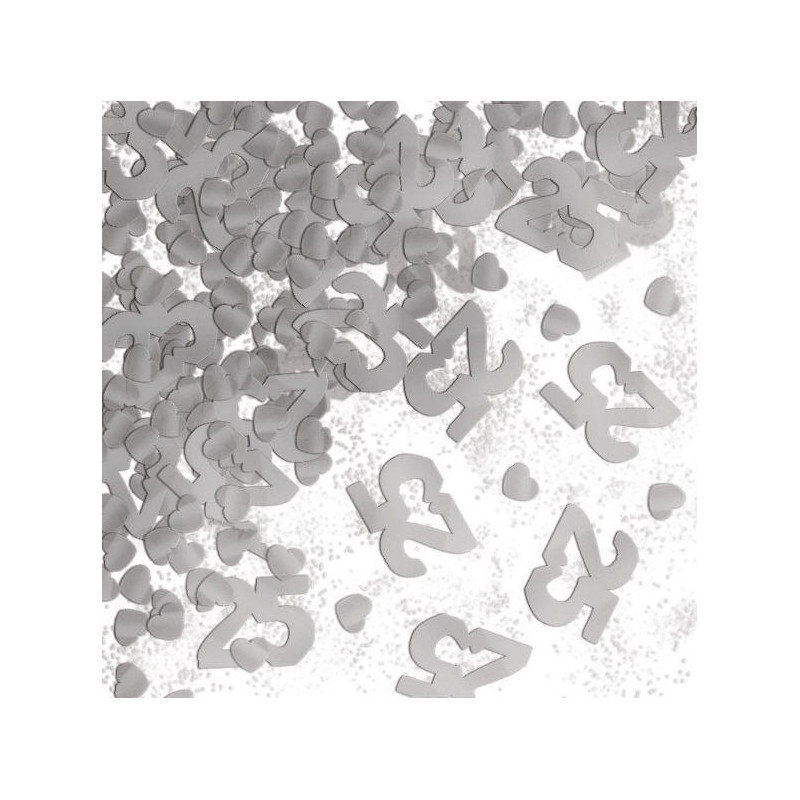 Confetti coriandoli decorativi tavolo 25° anniversario - nozze d'argento 14gr