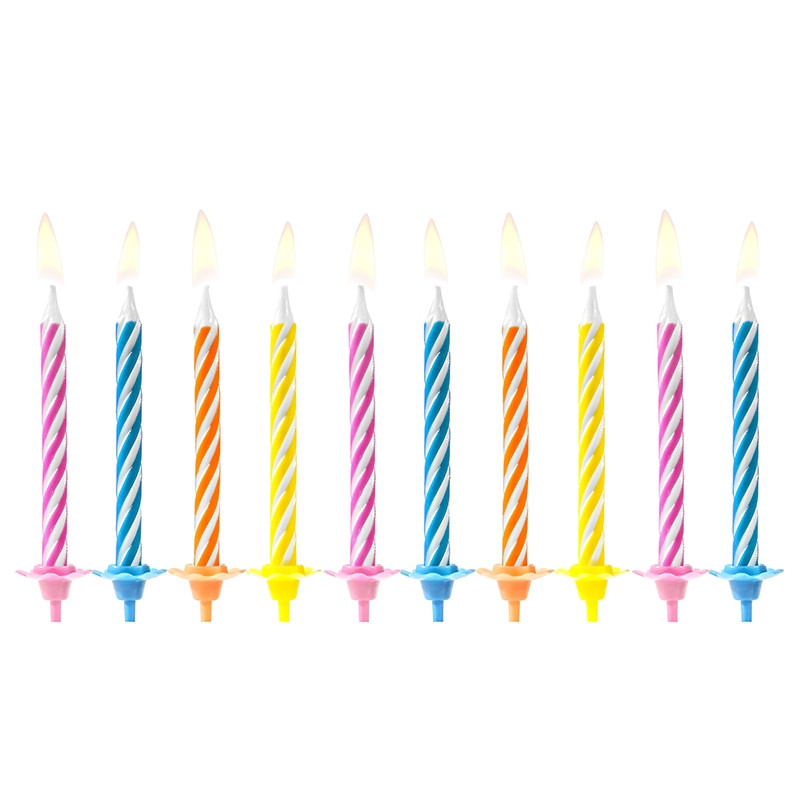 Confezione 10 candeline MULTICOLOR per torte e dolci