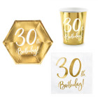 Coordinato tavola 30 Anni Oro Lucido feste piatti bicchieri tovaglioli