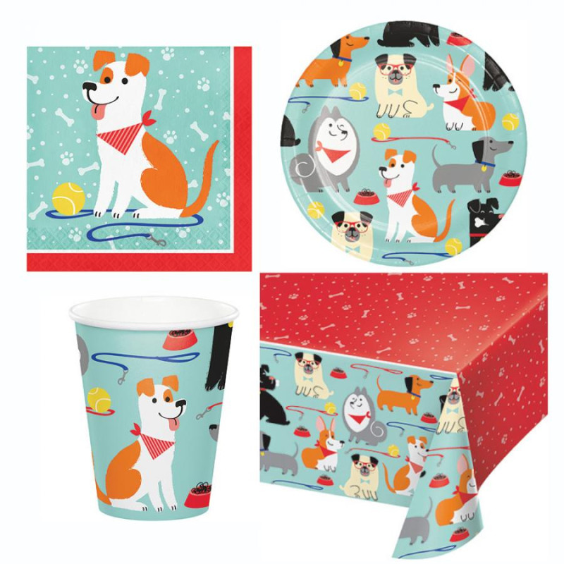 Coordinato Tavola Festa Cane cagnolino - piatti, bicchieri, tovaglioli Tovaglia