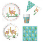Coordinato tavola festa LAMA cactus - piatti, bicchieri, tovaglioli e festone