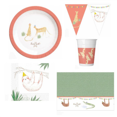 Coordinato tavola festa SAFARI - piatti, bicchieri, tovaglioli, festone tovaglia