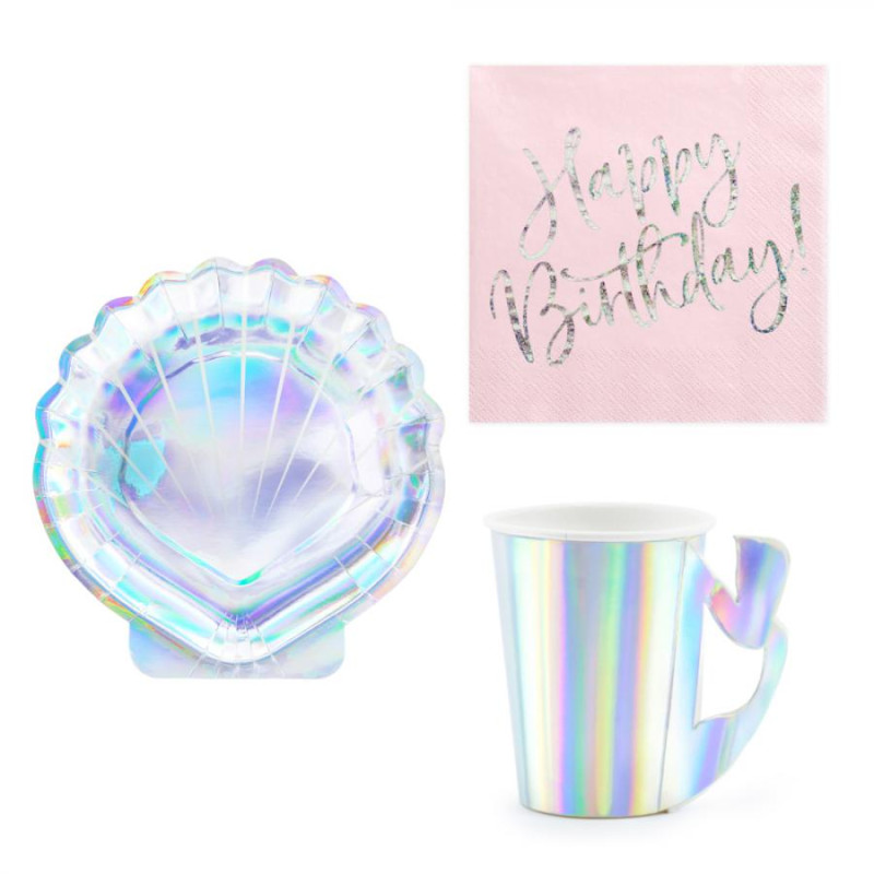 Coordinato tavola SIRENETTA Conchiglia feste bambini piatti bicchieri tovaglioli