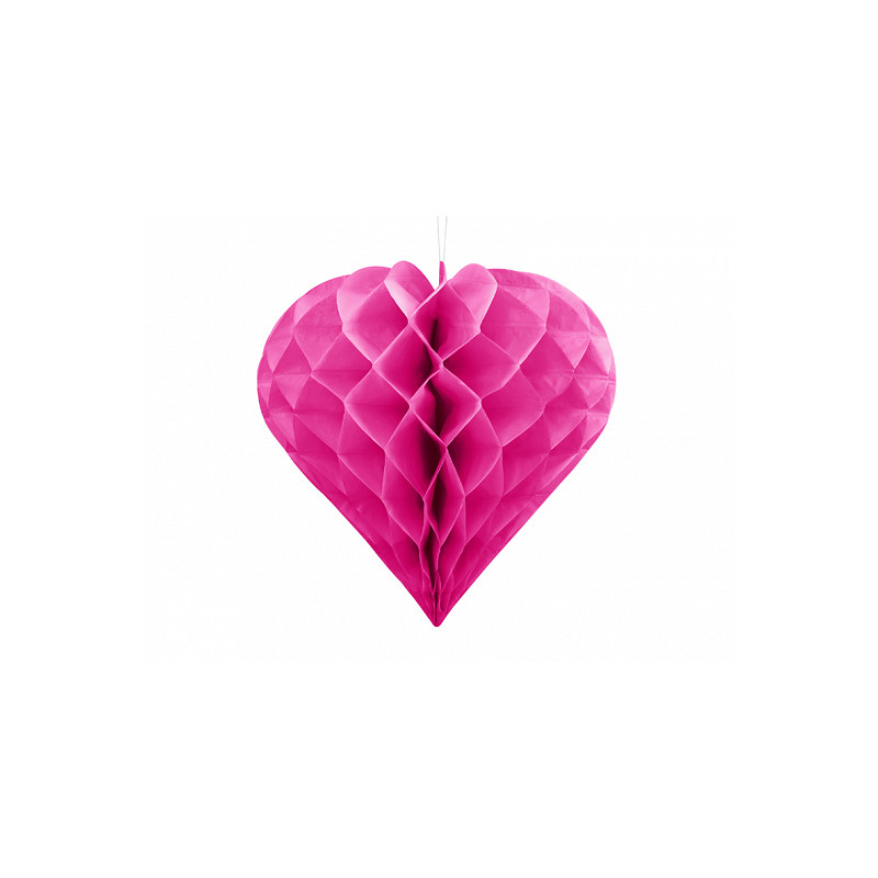 Decorazione SFERA carta frufru forma CUORE cuoricino Fucsia - 30cm